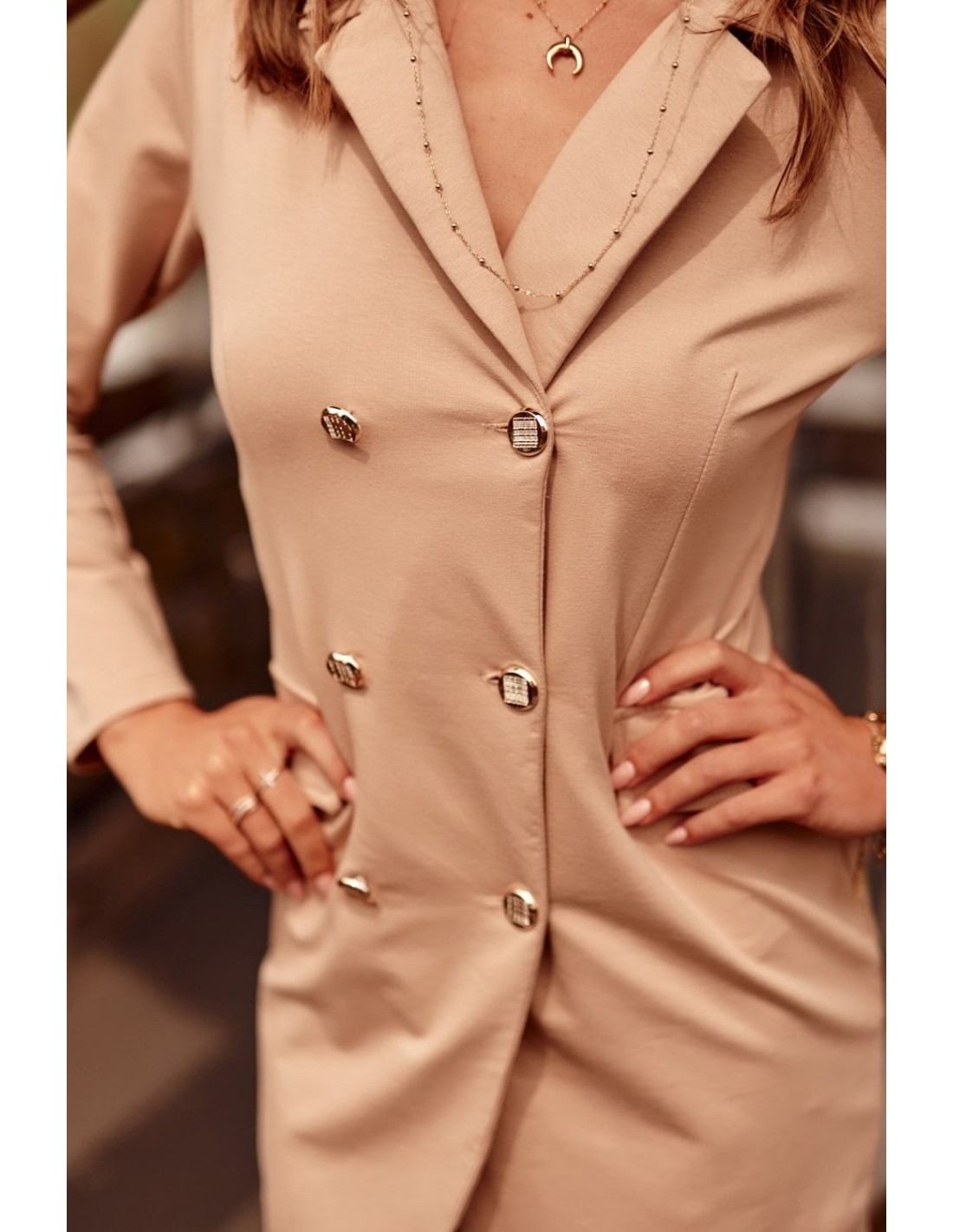 Double-breasted dress a la beige jacket FI626 - Online store - Boutique